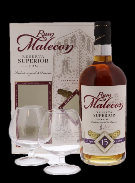 Image sur Malecon Reserva Superior 15 Years + 2 Verres 40° 0.7L