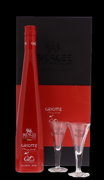 Image sur Griotte Distillerie de Biercée Ecrin Prestige + 2 Verres 20° 0.7L