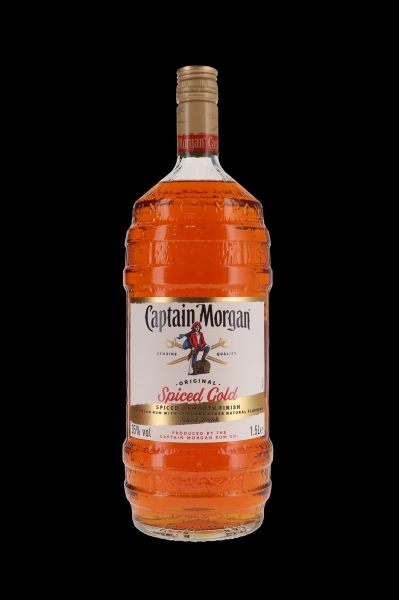 Image sur Captain Morgan Spiced Gold Barrel Bottle 35° 1.5L