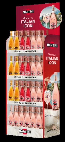 Image sur Display 96 Martini Sparkling 75 cl Mix (84 Bellini, 6 Rossini, 6 Mimosa) 8° 72L