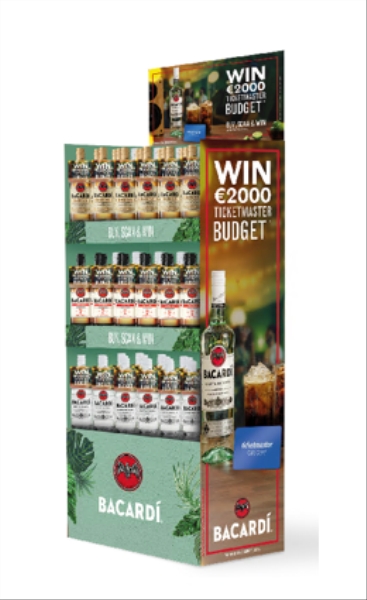 Image sur Display 72 Bacardi 70 cl Mix (42 Carta Blanca, 18 Carta Oro, 12 Spiced) 37.71° 50.4L